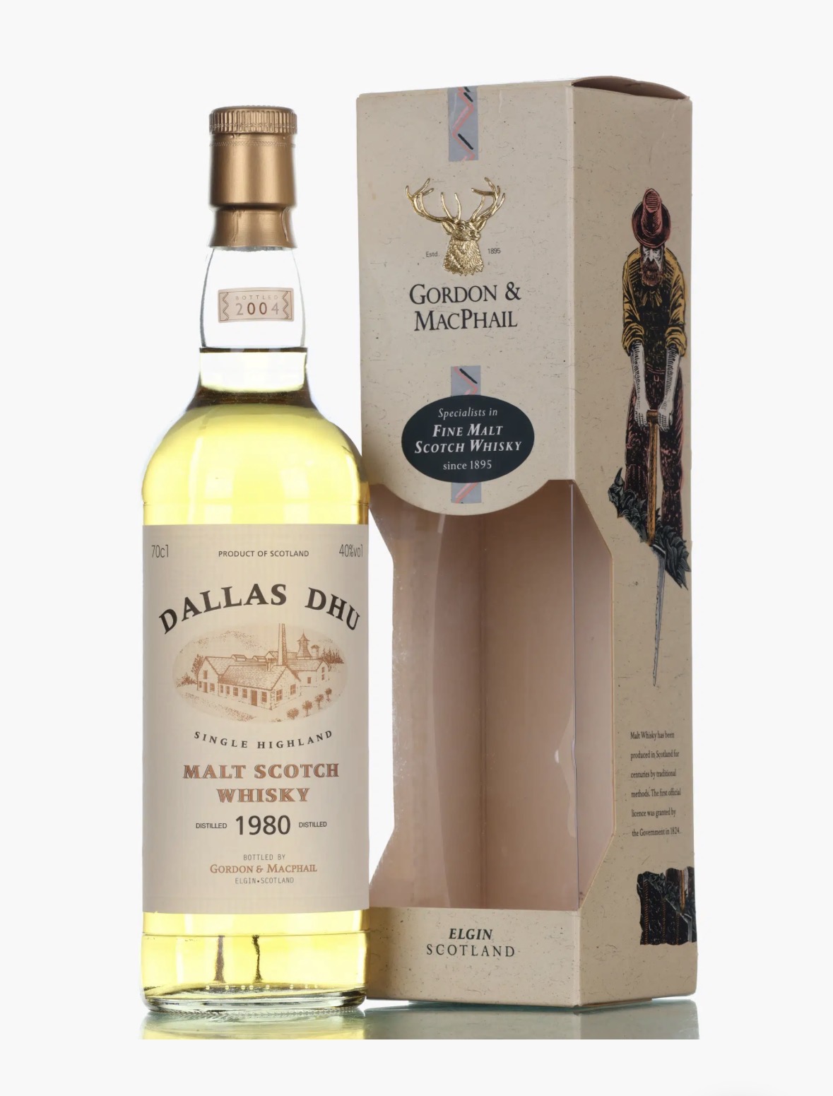 Dallas Dhu 1980 single Highland malt, bottled by Gordon & MacPhail, with original presentation carton